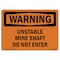 Signmission OSHA Warning Sign, 7" Height, 10" Width, Rigid Plastic, Unstable Mine Shaft Do Not Enter, Landscape OS-WS-P-710-L-12445 - alternate 1